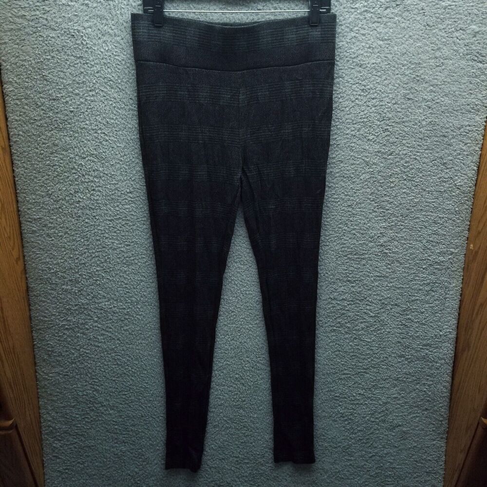 Tahari Women's M Glen Window Pane Plaid Black Leggings 31.75" 29.5" 11.75"